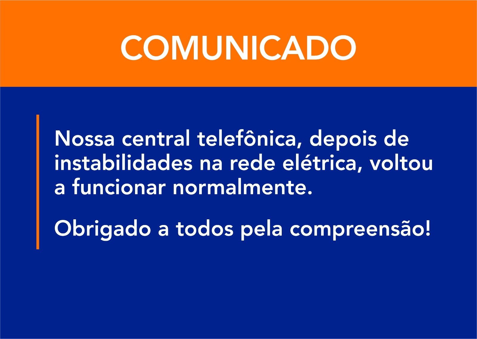 PROBLEMAS NA REDE ELÉTRICA SOLUCIONADO